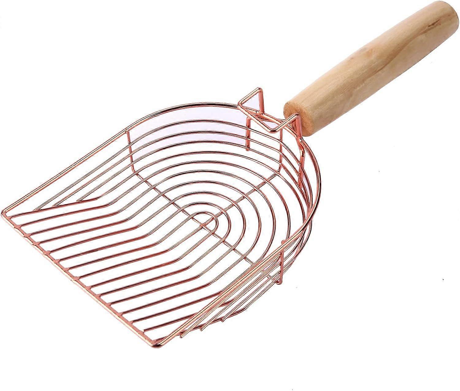 Metal Cat Litter Scoop with Deep Shovel,Non-Stick Cat Litter Scooper with Wood Handle for Litter Box,Durable Cat Litter Sifter for Clumping Litter