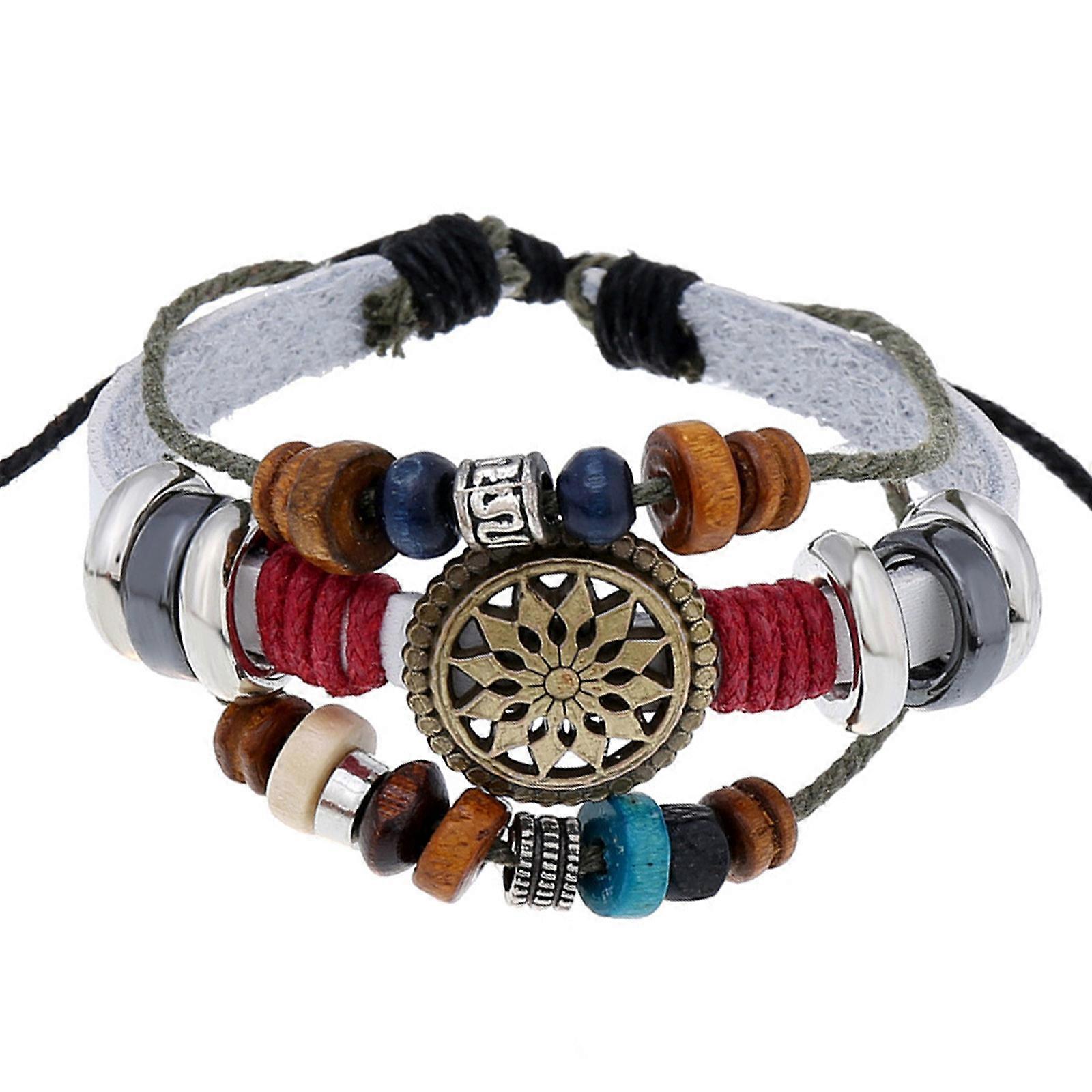Handmade Leather Wrap Bracelet Adjustable Strand Braided String Rope Bracelets