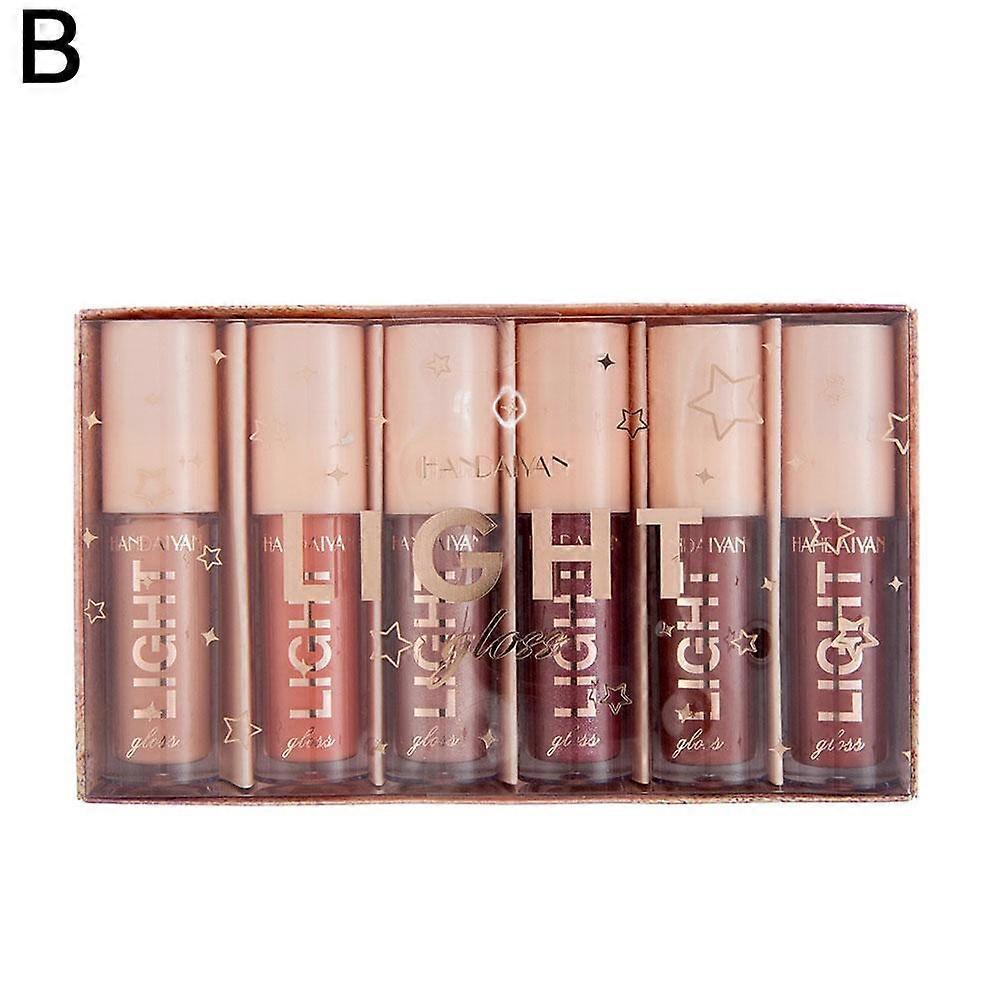 6 Pcs Lip Gloss Set High Pigment Glossy Lip Glaze Long Lasting Moisturizing Non Sticky With Mirror Gift Box Pink