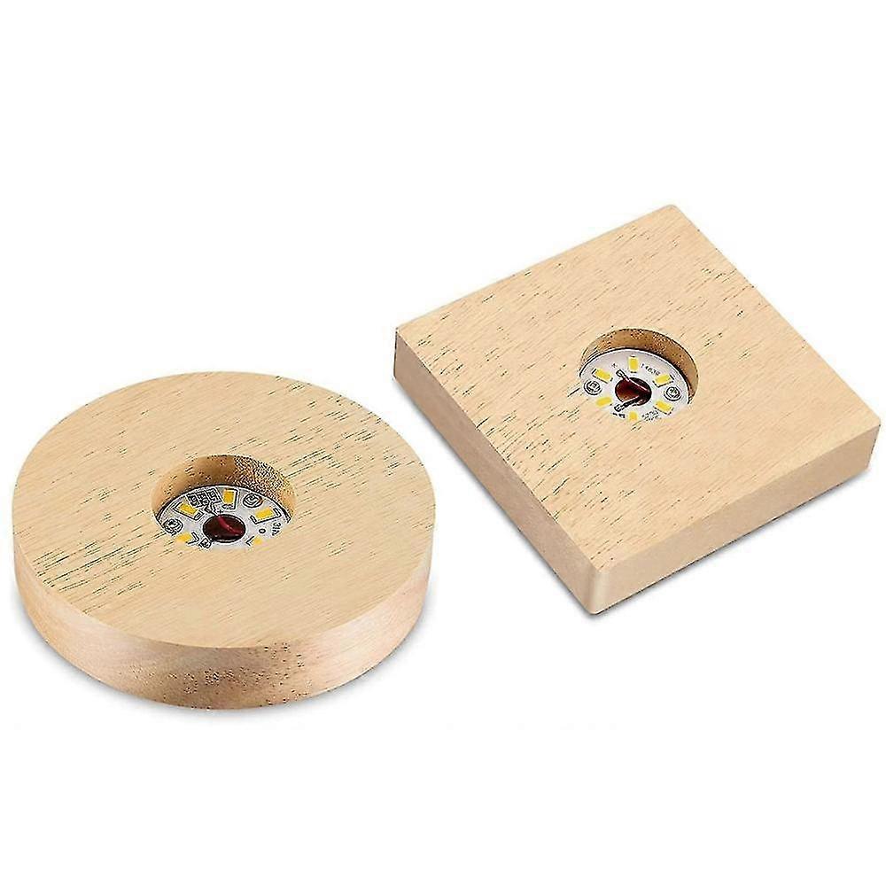 2 κομμάτια ξύλινη βάση επίδειξης φωτός ξύλου οδήγησε βάση επίδειξης κρύσταλλο γυαλί φως βάση βάσης ξύλο οδήγησε di 