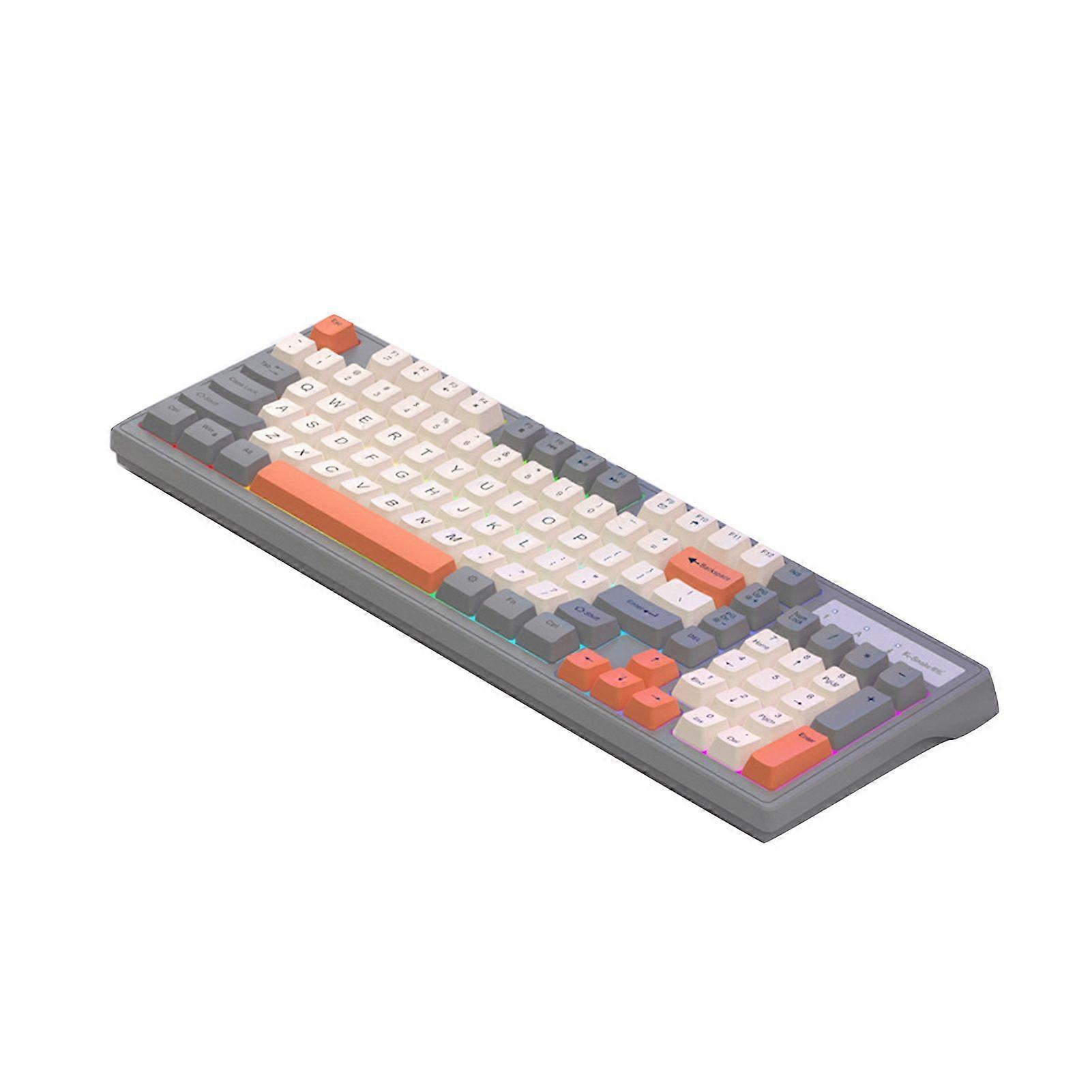Wired Gaming Keyboard with Colorful LED Backlight Fashion Multicolored Keyboard Ergonomics 98 Keys Mechanical Keyboard for Desktop Computer Laptop