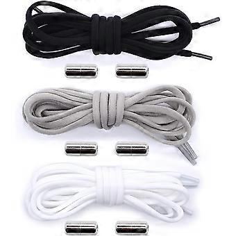 3 par Pack elastiske knudeløse snørebånd med metalspænde ubundne snørebånd-god