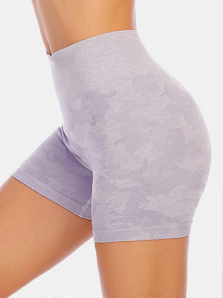 Camouflage Women Dry Quickly Seamless High Waist Elastic Biker Shorts