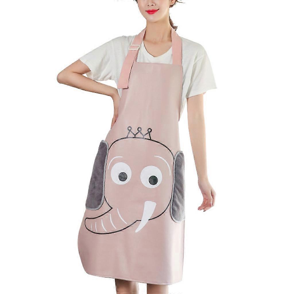 Practical Household Apron 2 Colors 2 Pockets Phone Sundries Collection Kitchen Pinafore Halter Adjustable Elasticity champagne