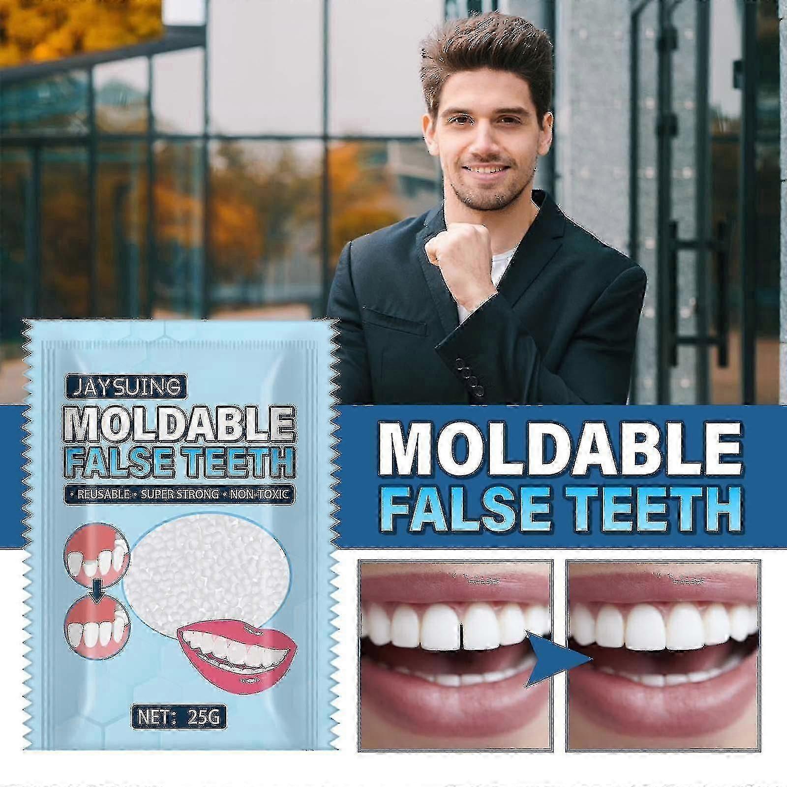 Jaysuing Solid Teether Filling Teeth Cavity Filling Halloween Masquerade Vampire Denture Teeth BF