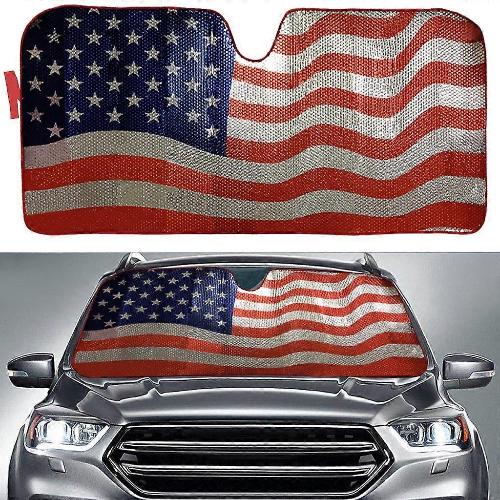 Sun Shade 63 X 28.5 Inch American Flag Windshield Protector UV Blocking Car Sun Shade