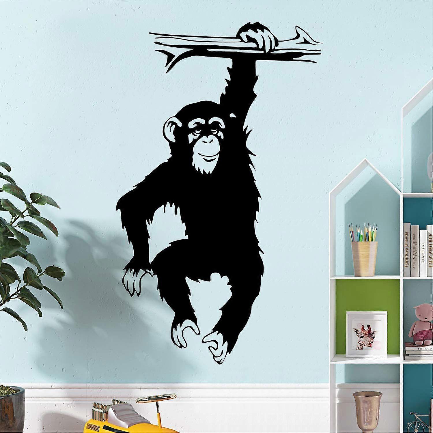 RW-2718 Giant 3D Orangutan Wall Decals Black Vinyl Gorilla Wall Stickers  Orang Monkey Hanging On The Tree Branches Wall Decor for Kids Teens Bedroom  L | Fruugo NO, image size:1500x1500