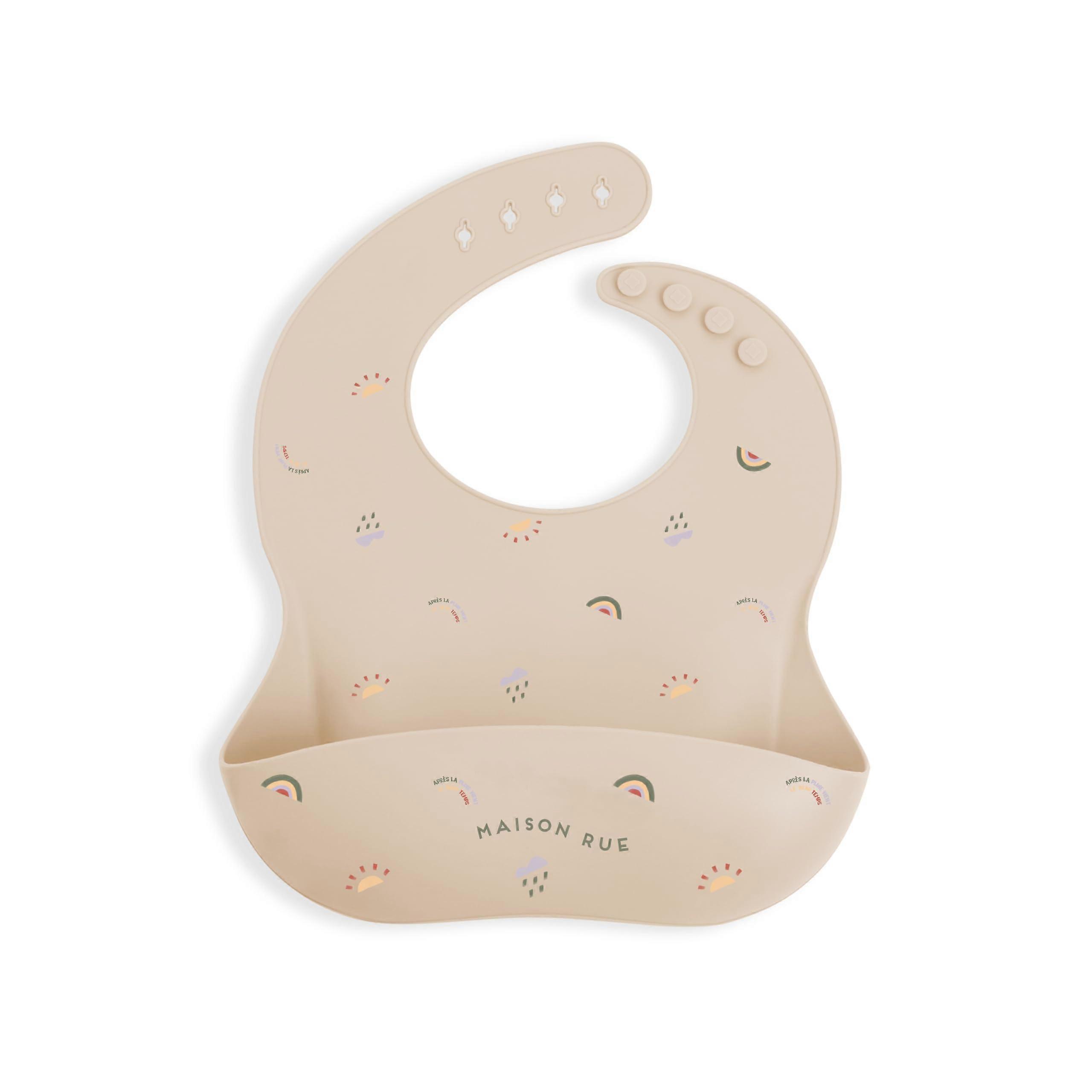 Silicone bib for feeding and mealtime protection