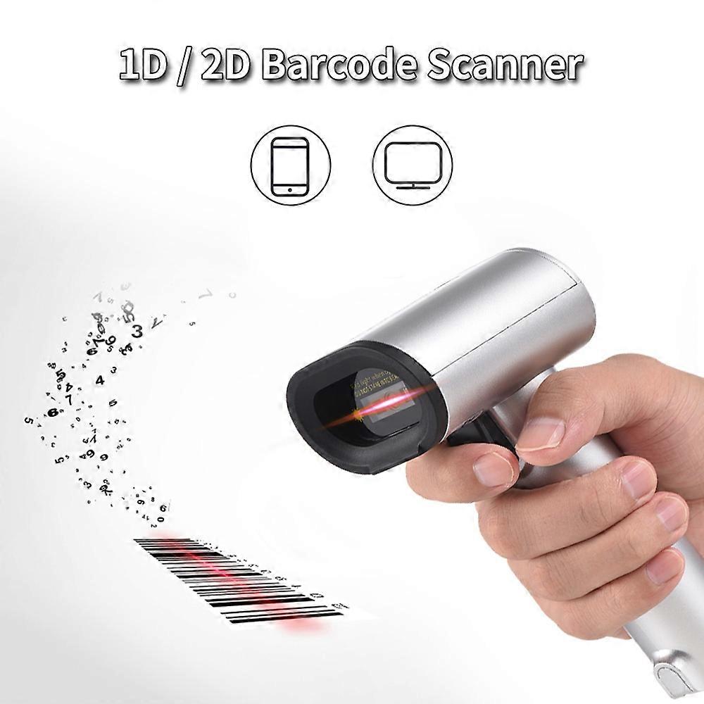 2D 1D QR Barcode Scanner with Screen Display and Charging Base 3 in 1 BT & 2.4GHz Wireless & Wired C