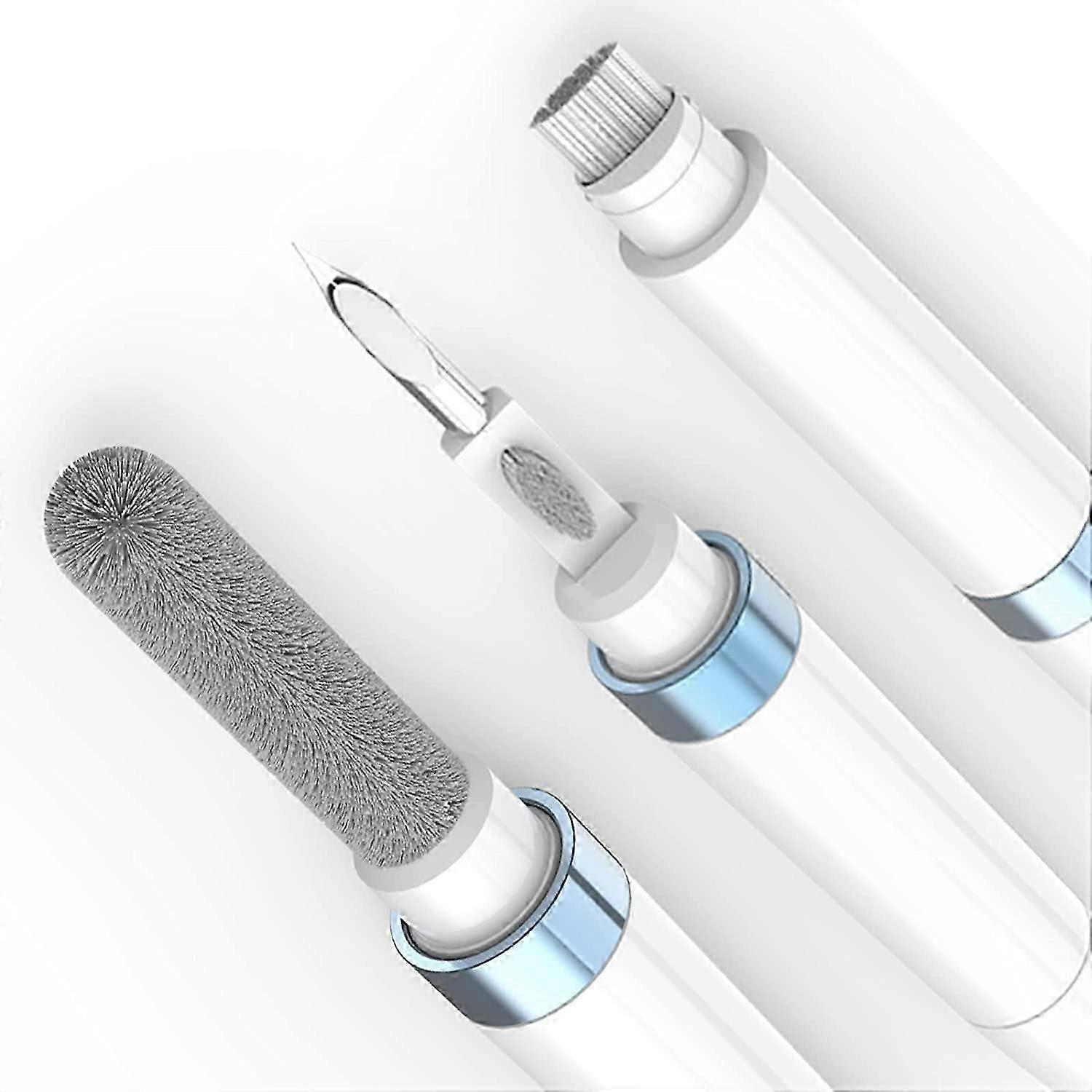 Cordless Ear Tip Cleaning Tool, Flocked Sponge, Metal Tip and High Density Brush - Blue