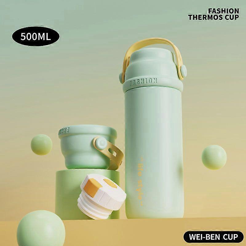 Insulated Water Bottles with Lids,17oz Stainless Steel Metal Water Bottle,Leak Proof BPA Free-Green