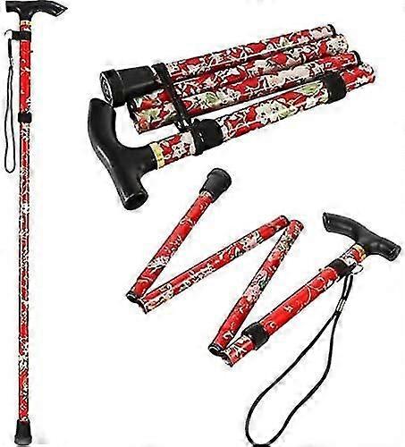 عصا مشي قابلة للطي، مصنوعة من الألومنيوم بتصميم زهور، مناسبة للمشي لمسافات طويلة والتخييم، كما أنها تساعد على الحركة بشكل متين