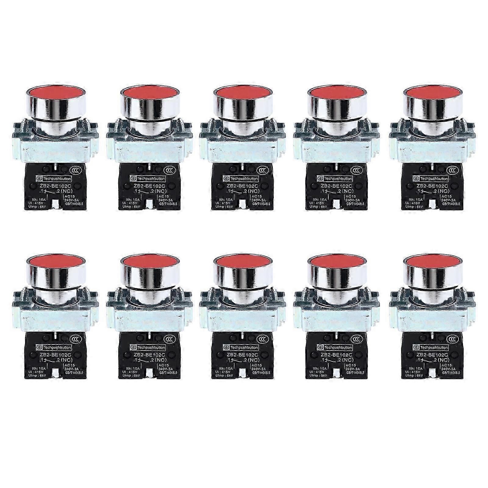10 Pcs Push Button Switch 22mm M3.5 Screw Self Reset Start Stop Button Switch AC240V