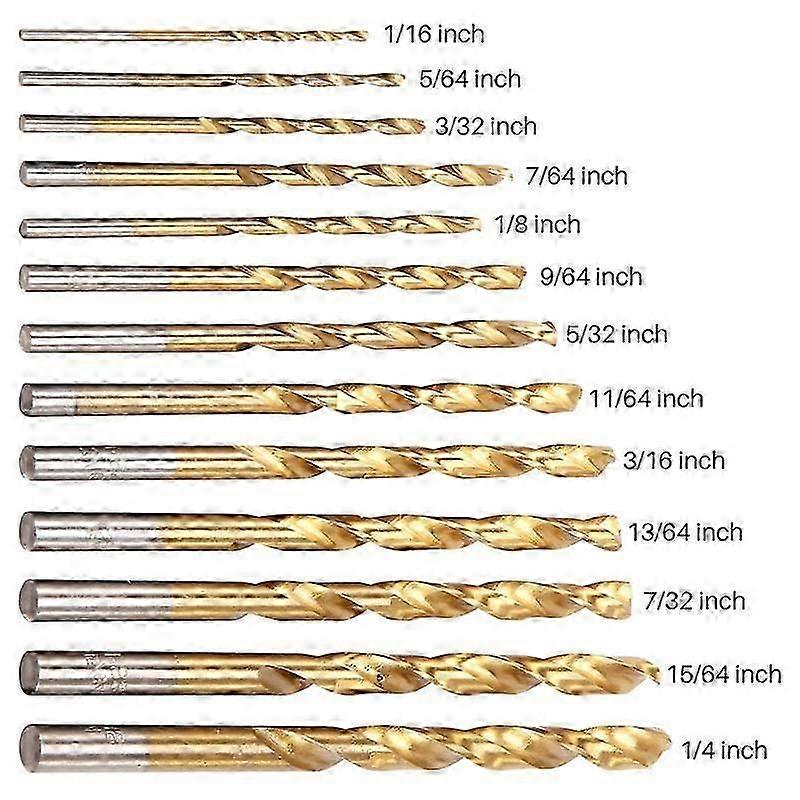 13Pcs Left Handed Drill Bit Set Extractor Drill Bits for Metal Accessories with Titanium Nitride Co