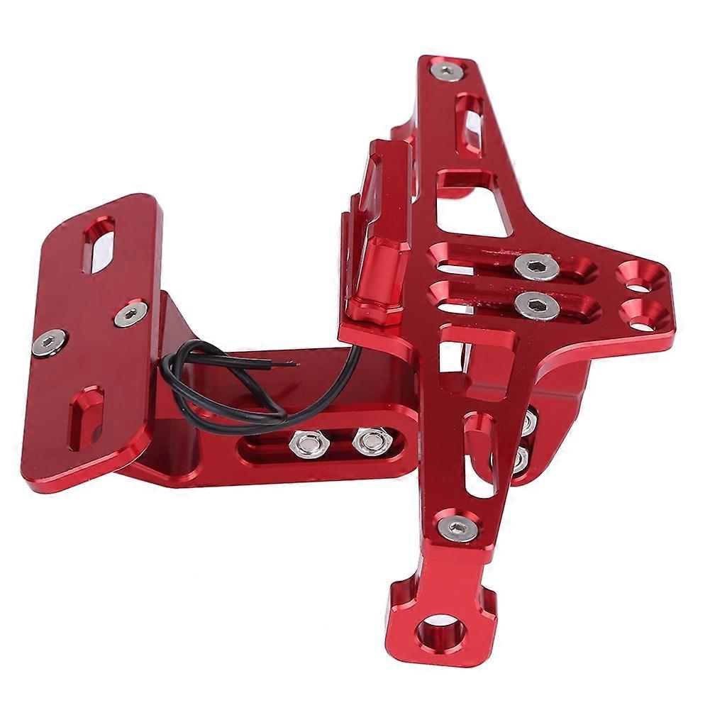 Motorcycle Adjustable Aluminum License Number Plate Frame Holder Bracket with Light Red