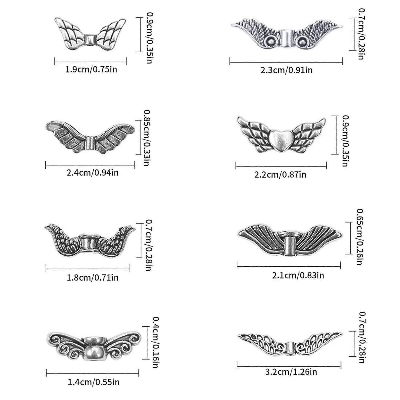 60/160pcs μικρές χάντρες τρυπών φτερών αγγέλου για κοσμήματα που κατασκευάζουν αντίκες ασημένιες χειροτεχνίες DIY που κάνουν τα ευρήματα χειροποίητα αξεσουάρ