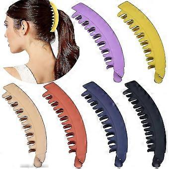 6 Pieces Large Banana Clips Big Banana Hair Clips For Thick Hair,non-slip Ponytail Holder Clip,6 Colors