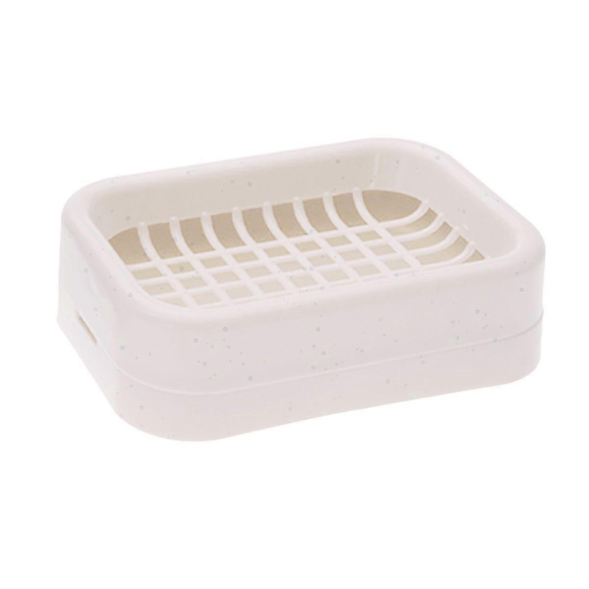 Plastic Household Bathroom Double layers Soap Dish Holder Storage Container Draining Box(white)