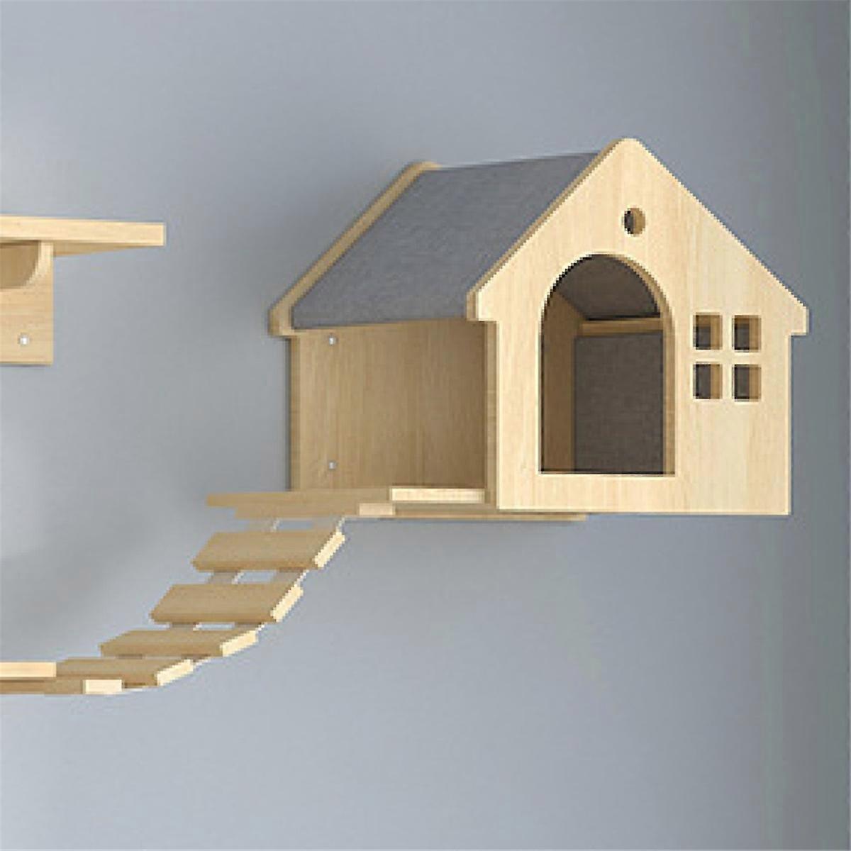 Villa Cat Bed, Wall-Type Cat Bed, Small Solid Wood Cat Wall Shelf A