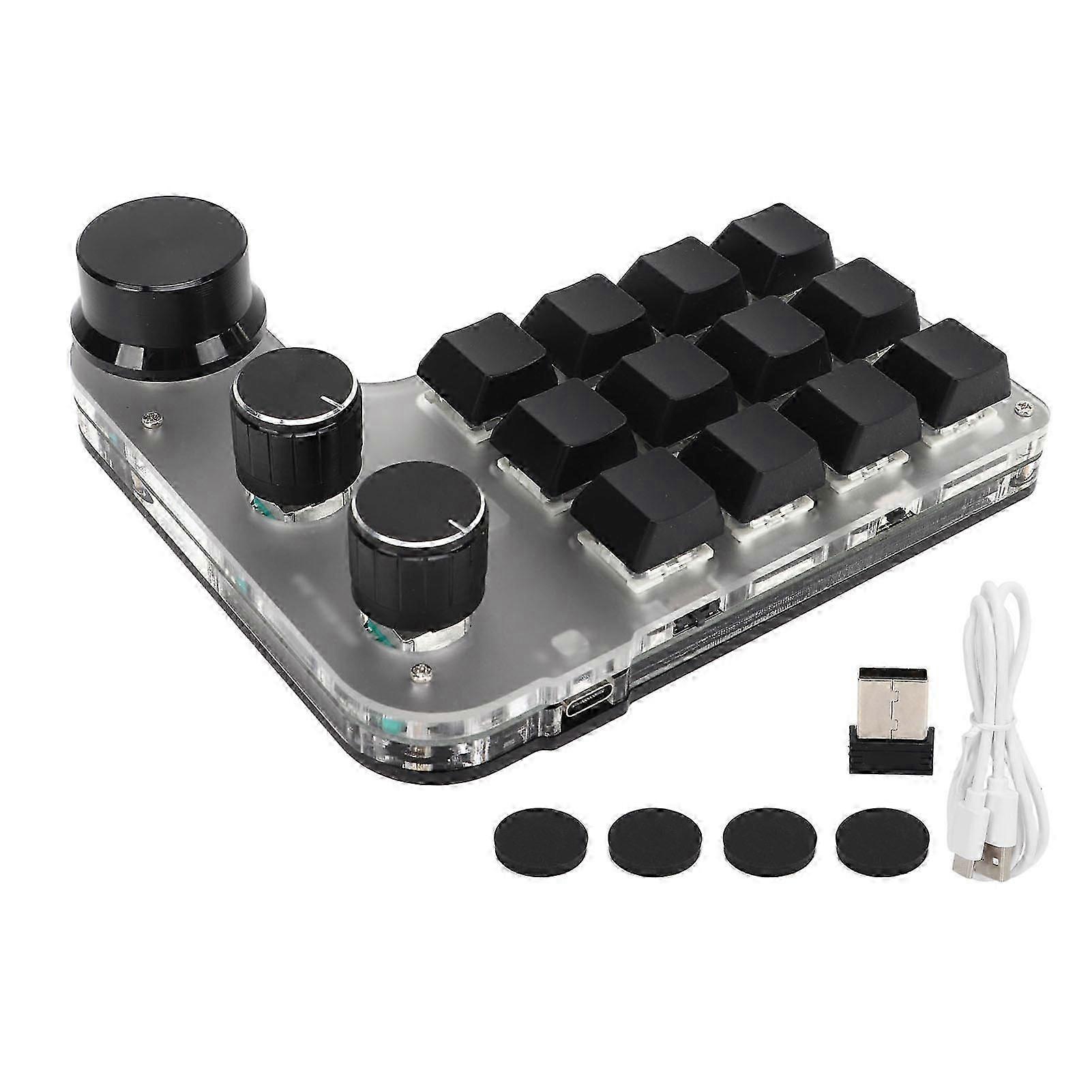 Programmable Keyboard with RGB 3 Knob 12 Keys 2.4G USB Reception Bluetooth DIY Multifunction Keyboard