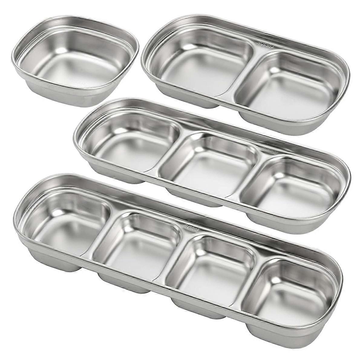 4 Pcs Stainless Steel Sauce Dish,Silver