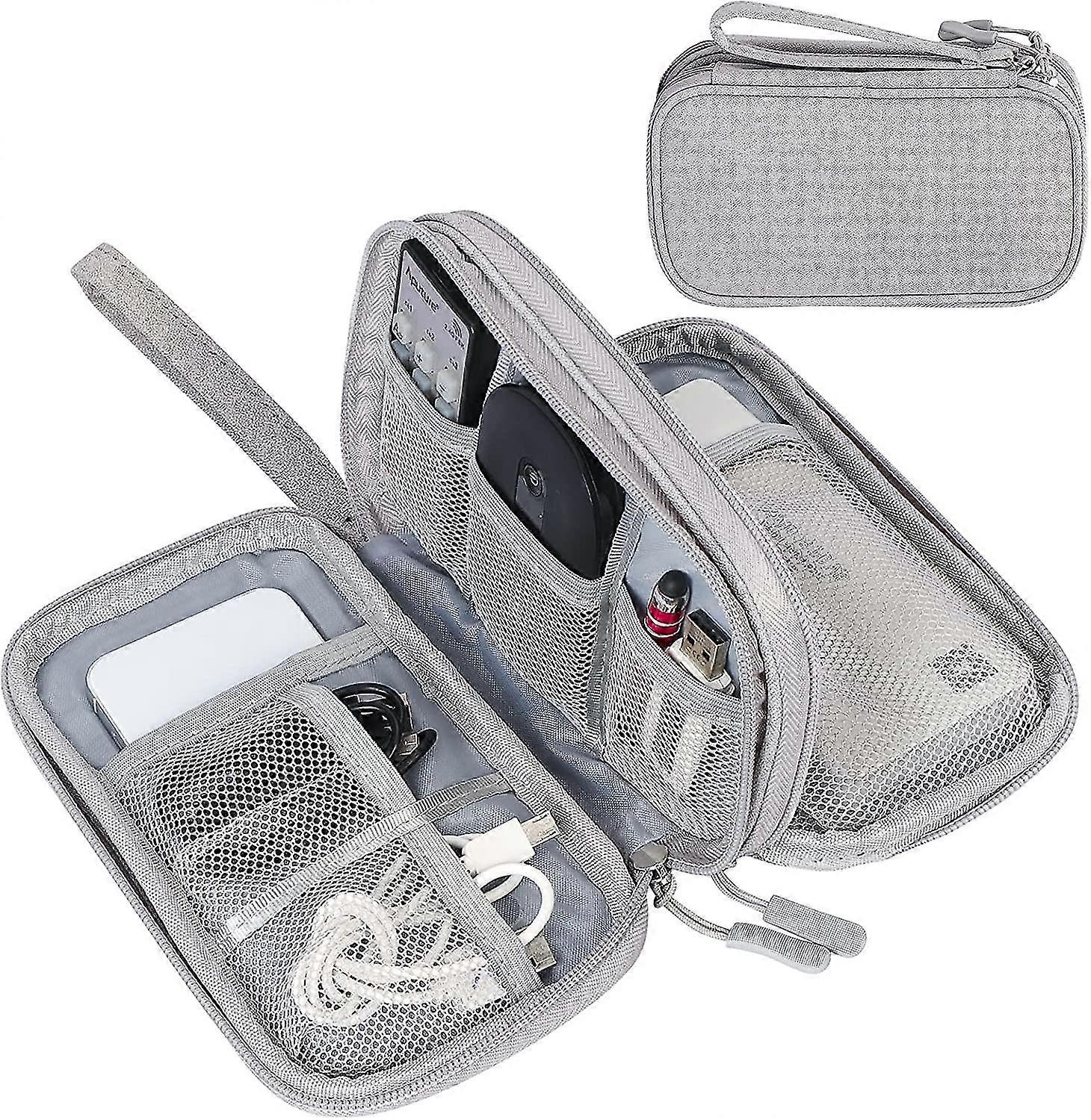 Double-Layer Portable Electronics Accessories Organizer