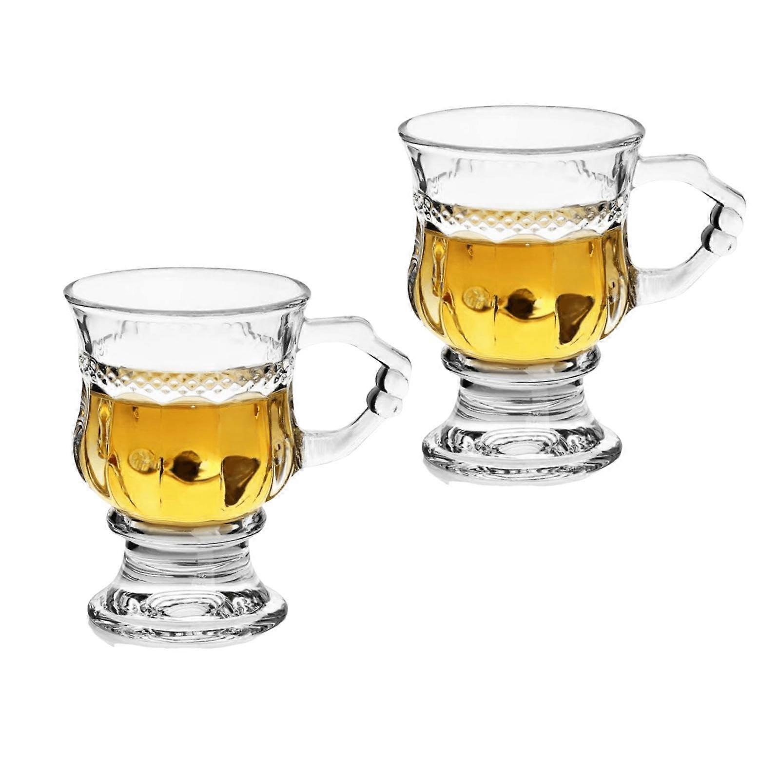 Irish Coffee Glass Mug, Crystal Clear Footed Goblets, Espresso Glass Cups With Handles, For Coffee, Ice Cream, 2-Pcs Set