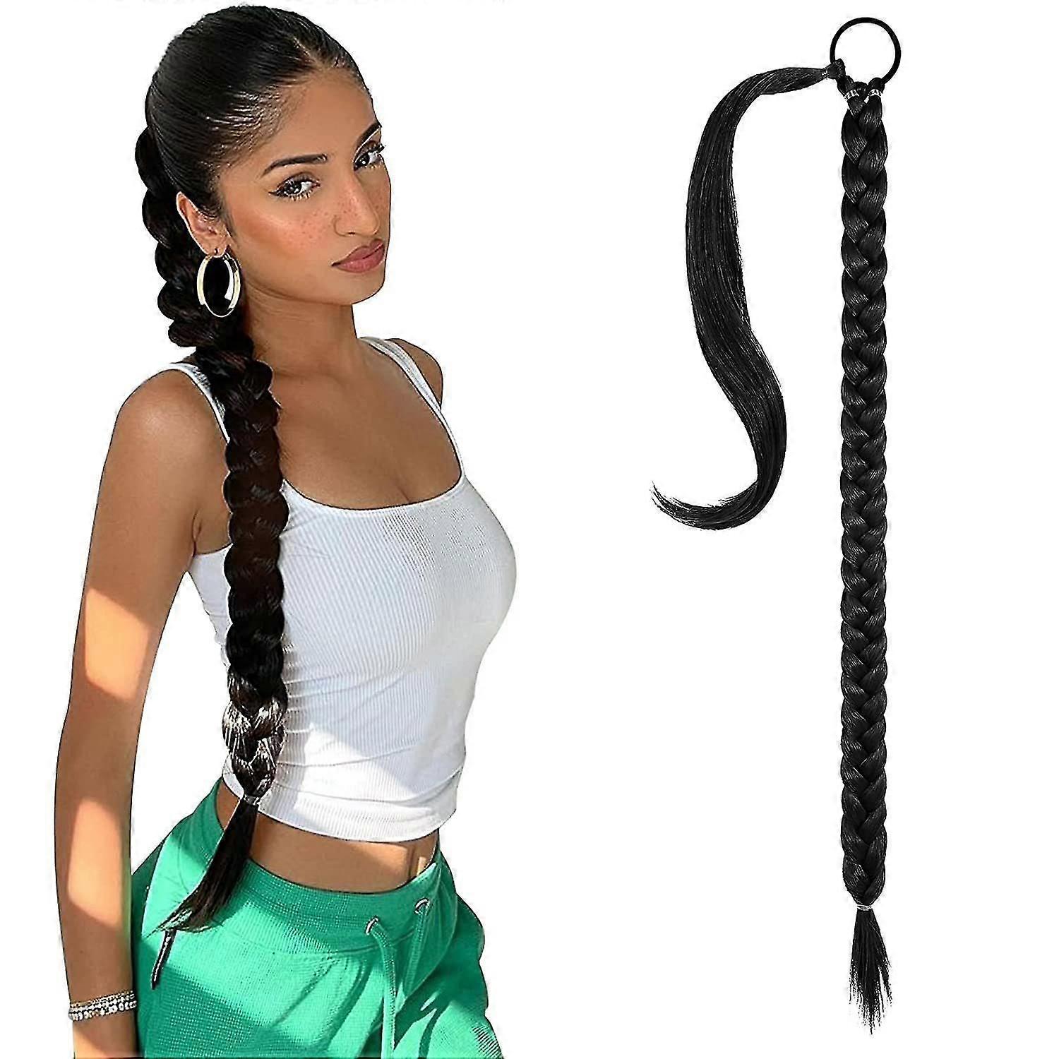 Longue extension de queue de cheval tressée Diy Elastic Sleek Synthetic Soft Natural Tressage Extensions de cheveux pour femmes