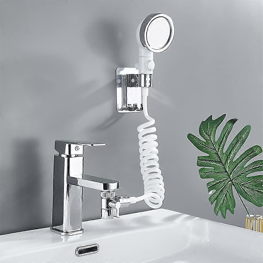 Generic Basin Handheld Shower Set, Sink Hose Faucet Sprayer Attachment, with Stop Water-saving Function