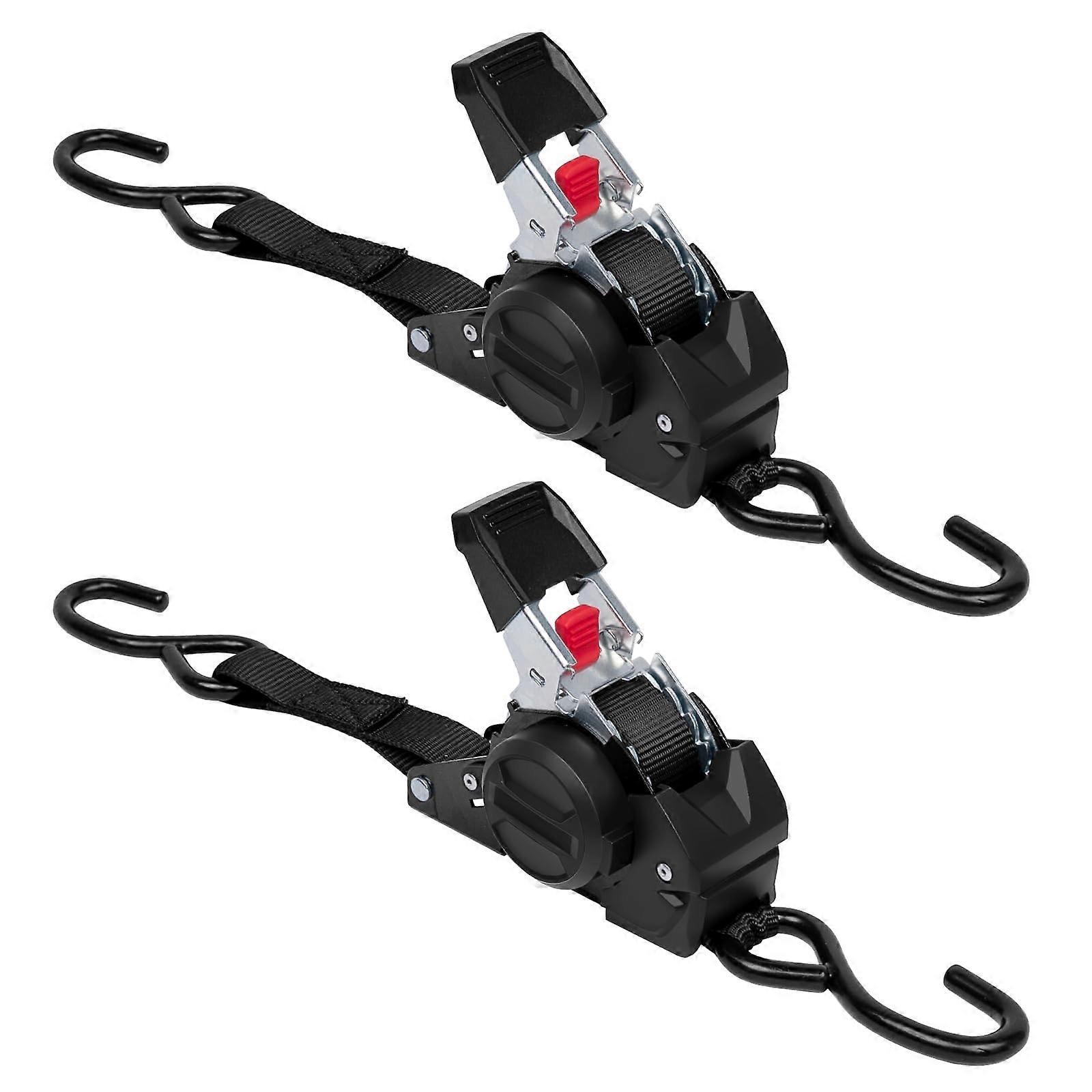 Sangle à cliquet rétractable Paquet de 2, sangles d’arrimage robustes de 1 pouce x 10 pieds pour camions, motos et bateaux, noir
