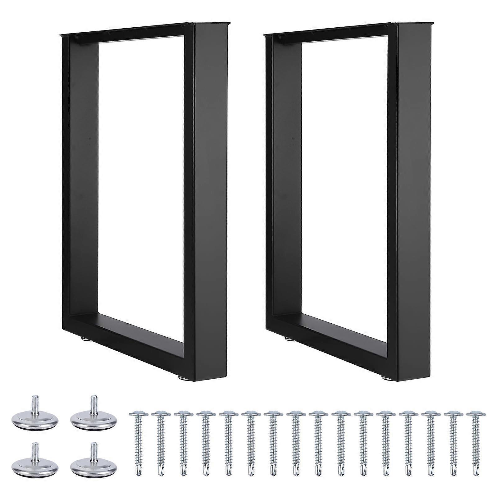 Metal Table Legs Heavy Duty Square Tube 28" Height x 24" Width Dining Office Computer Desk DIY Iron Workbench Legs 2-Pack