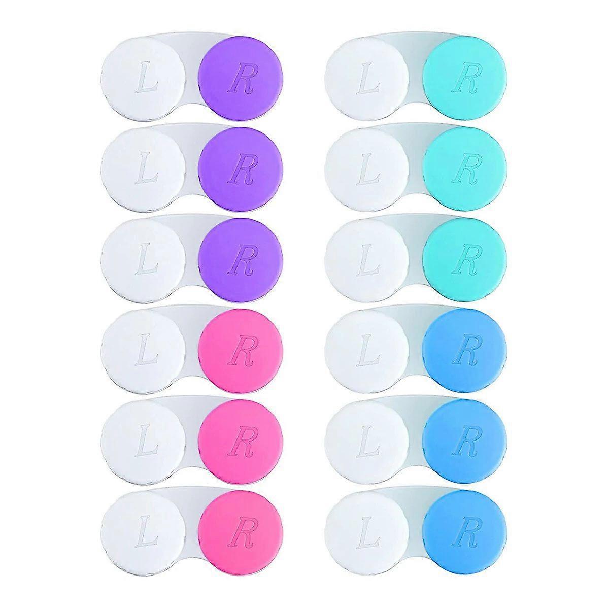 12 Pack Colorful Contact Lens Case Box Holder Container Soak Storage Kit
