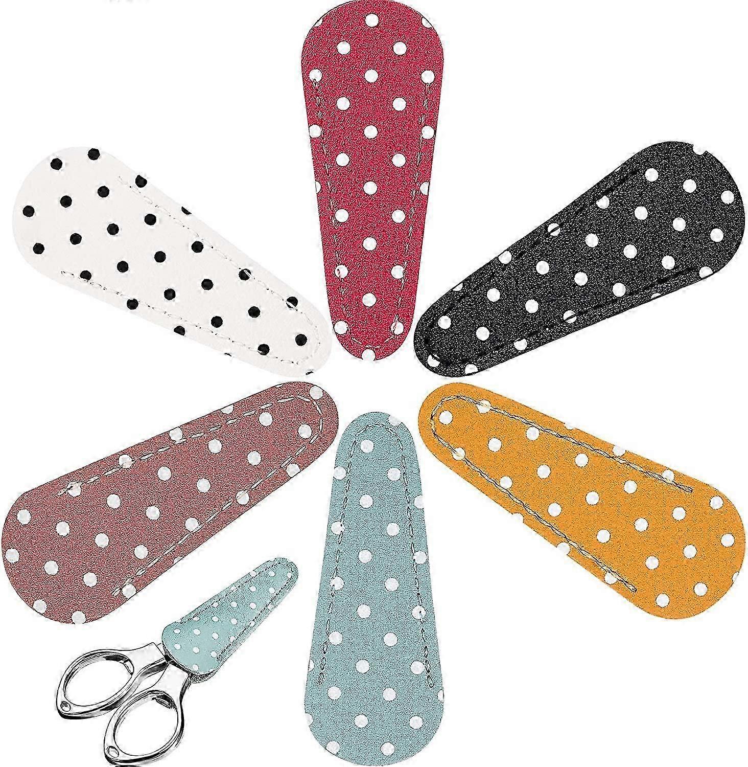 6 Piece Set of Embroidery Scissors Sheath Dot Scissors Protective Sheath Scissors for Scissor Protection