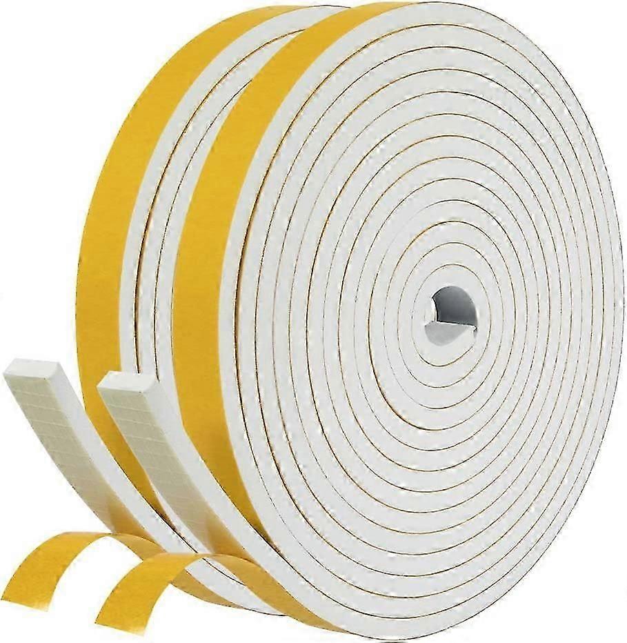 Door Entry Window Adhesive Seal, 2 Roll 12mm x 6mm Rubber Foam Insulation Seal Cold Noise Insulation Sealant, Impact Resistant Protective Wall Grip, W