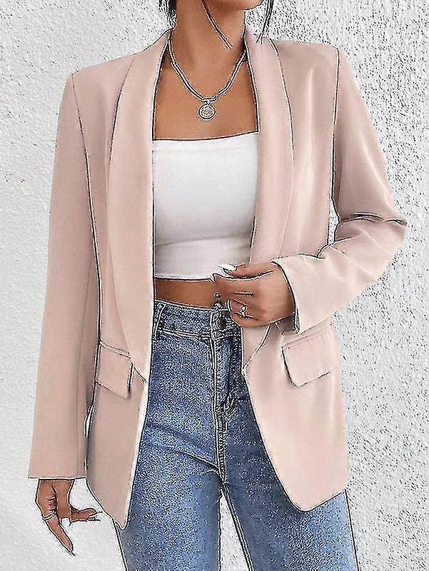 Women's Lapel Pockets Blazer Suit Long Sleeve Work Office Jacket
