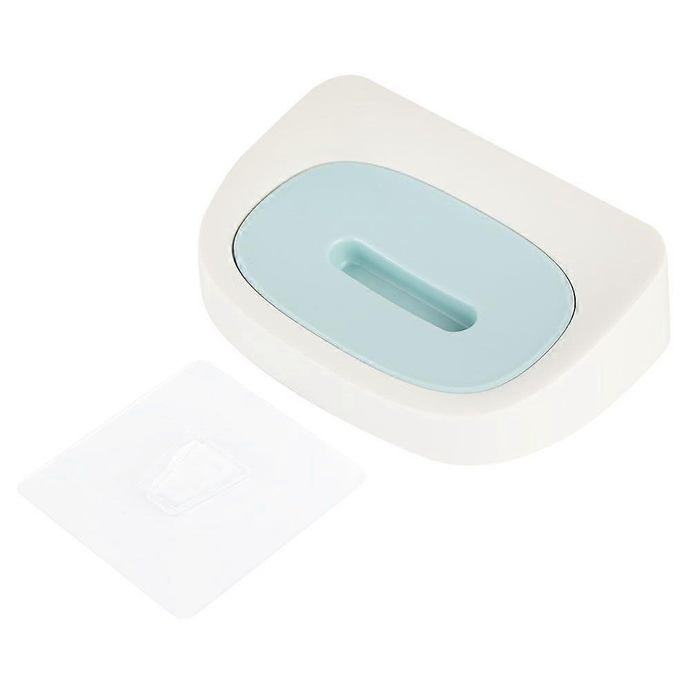 Wall Mounted Double Layer Soap Holder Box Rack Bathroom Household Organizer (Blue)
