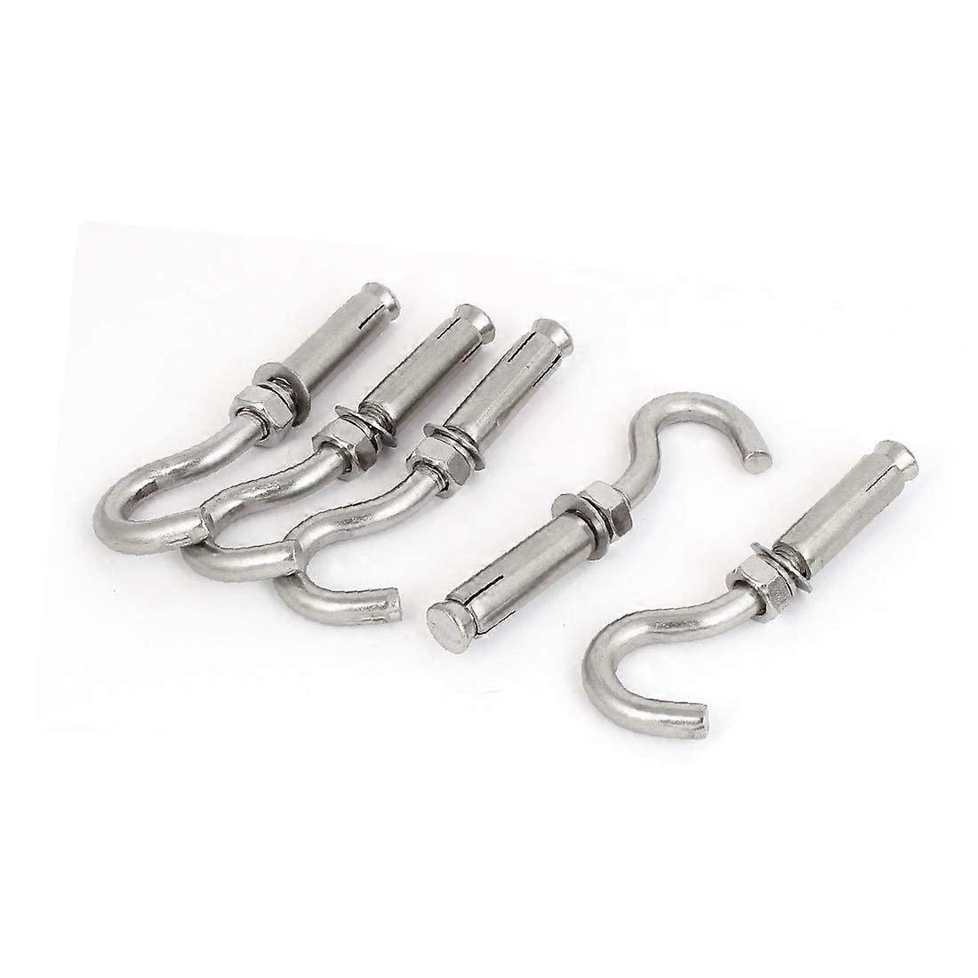 304 Stainless Steel Expansion Anchor Bolt Open Cup Hooks M10 - 5pcs, Multi-Color, Heavy-Duty Wall Mounting Hardware