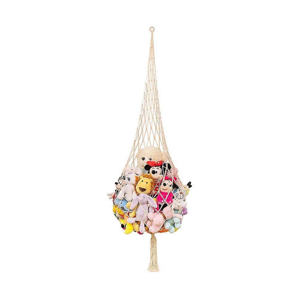 Novel Stuffed animal Net or Hammock Macrame Plush Toy Display- One Hook Only! Convenient for Corners, Walls and Ceiling Hanging Net, Teddy Net Storage