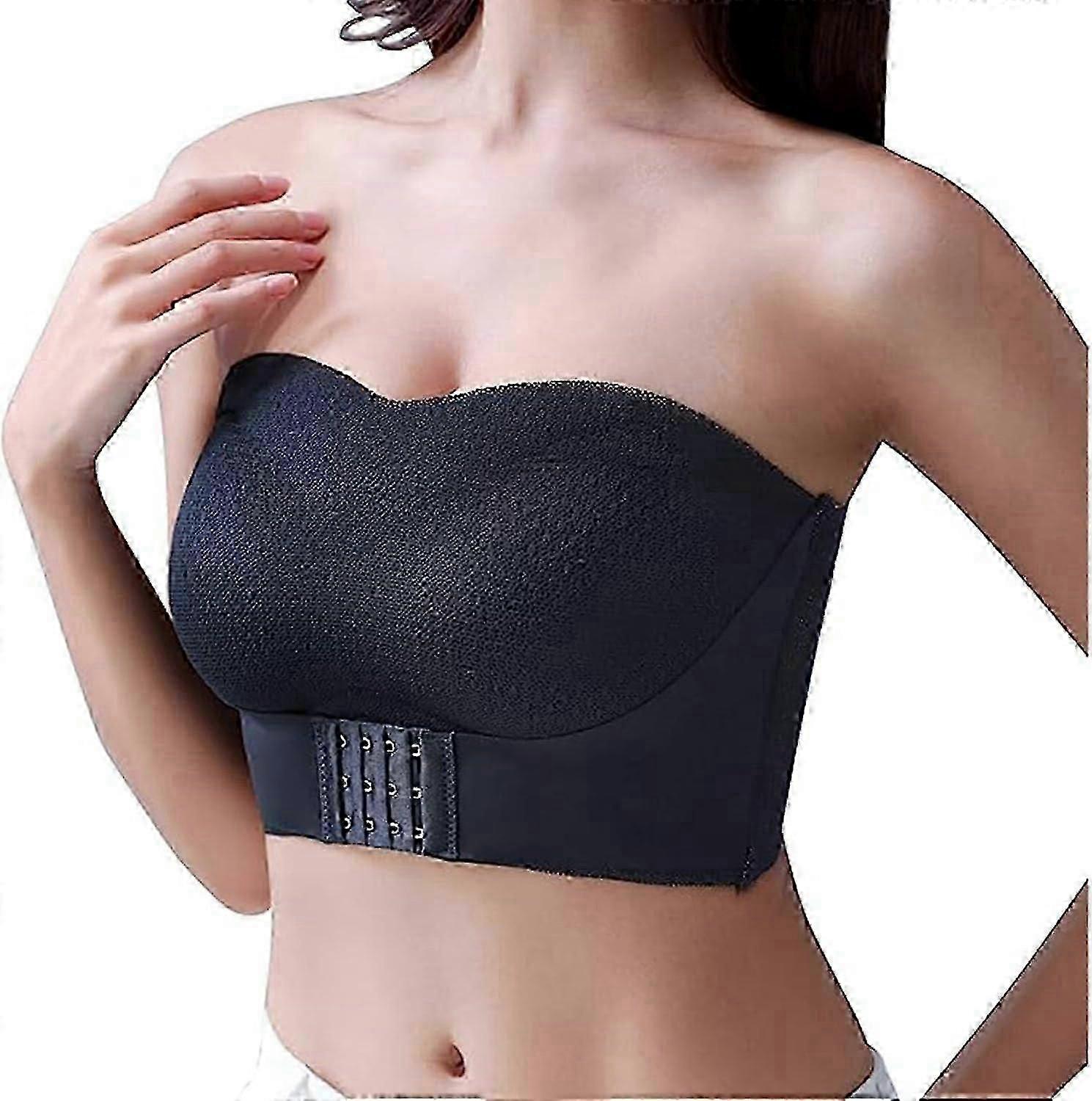 Women Push up Non-Slip Convertible Strapless Bandeau Bra with Full Support