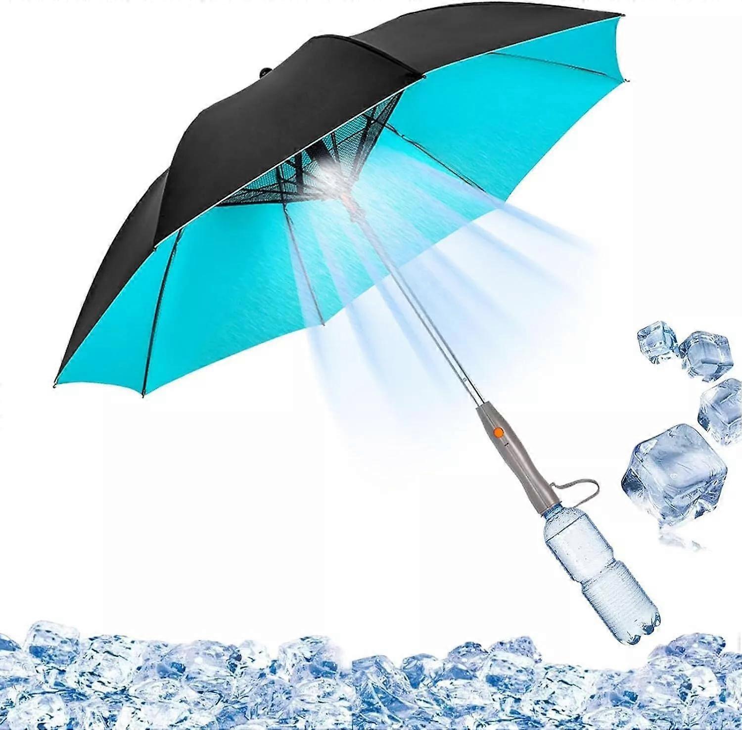 3 em 1 Resfriamento de Guarda-chuva com Ventilador e Pulverizador, Guarda-chuva de Proteção UV com Recarregável para Exterior e Viagens. (Bateria, 23 pol.)