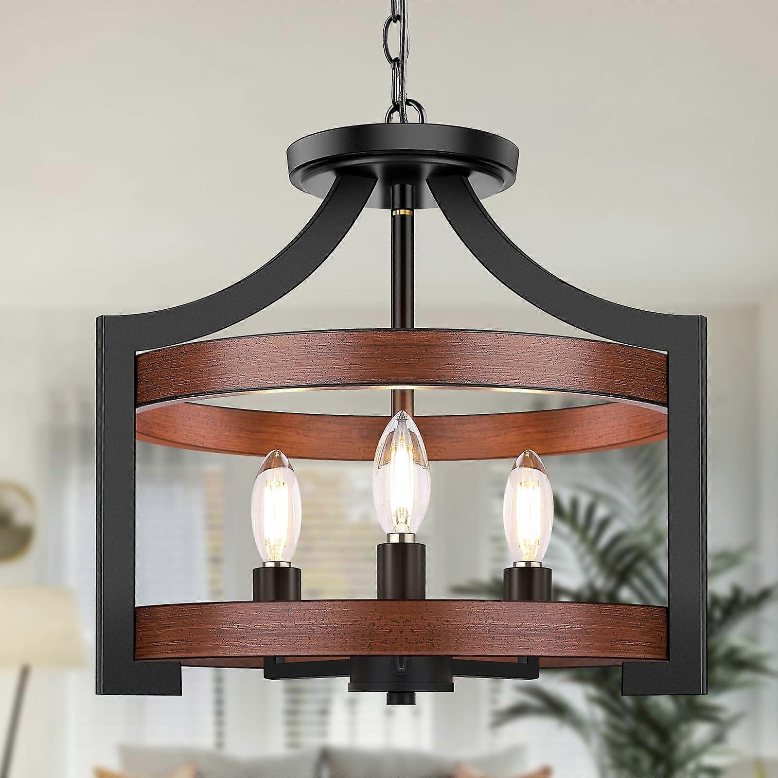 3 Light Pendant Hanging Light Rustic Farmhouse for Kitchen Adjustable Height Max 68in