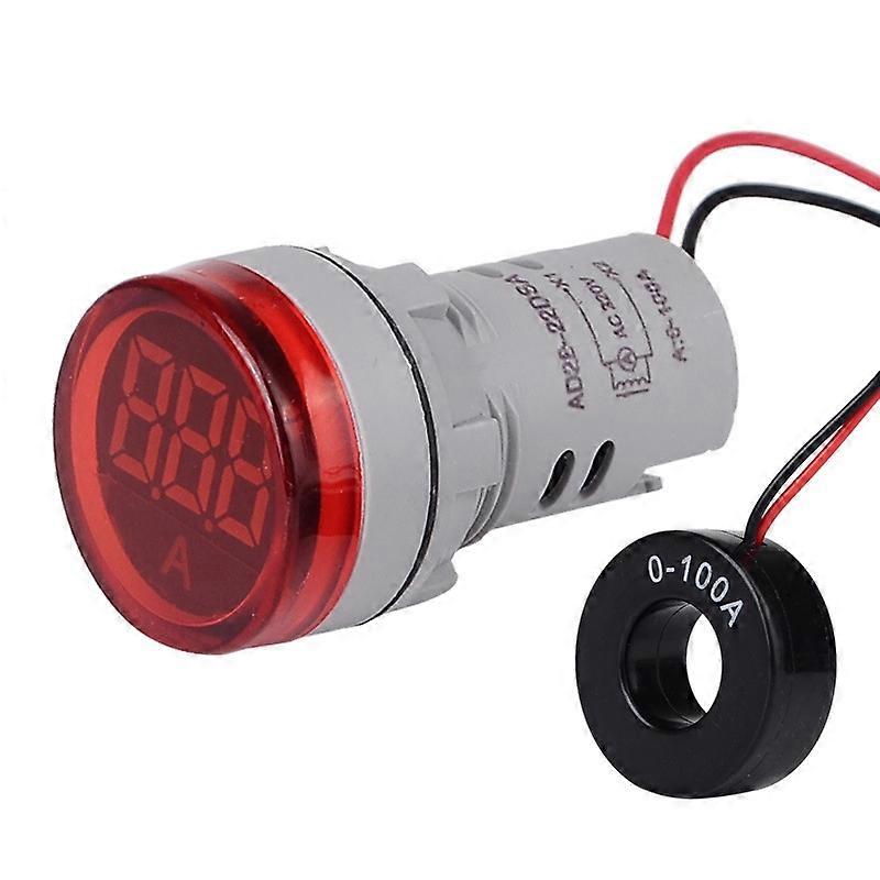 SINOTIMER ST16A Round 22mm LED Digital Signal Light 220V AC Ammeter 0-100A AC Current Indicator Light