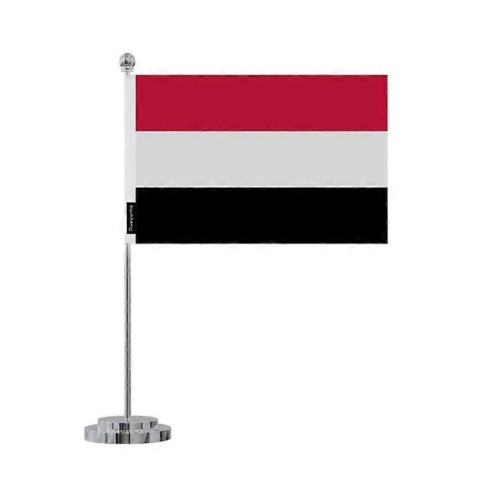 Yemen Desk Flag – 14 x 21 cm – Polyester – Stainless Steel Base