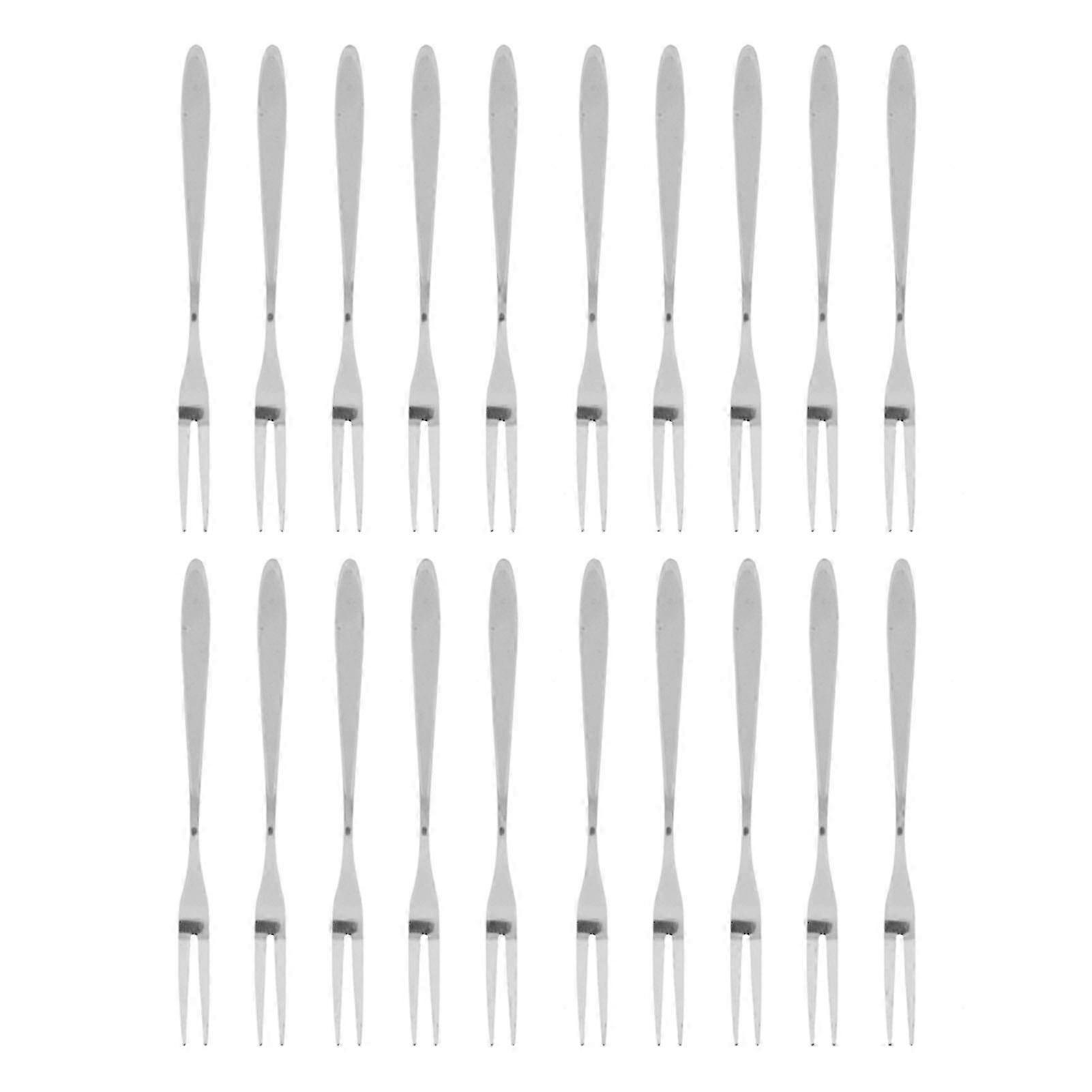 20pcsset Stainless Steel Fruit Fork Comfortable Long Handle Cake Desert Fruit Serving Forks