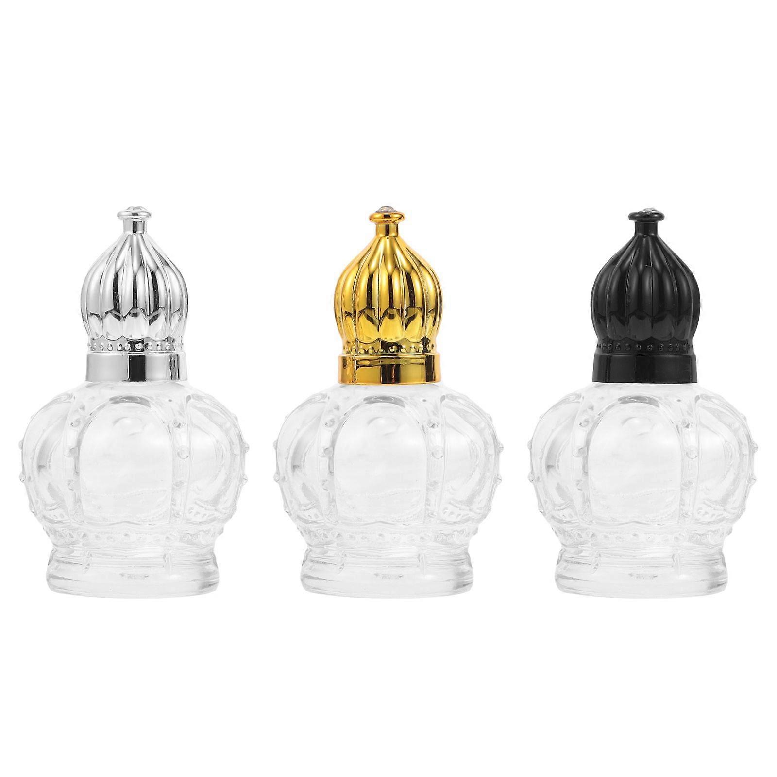 3pcs Essential Oil Roller Bottles Small Portable Glass Perfume Roll On Bottles 15ml Vintage Empty Sample Vials Containers for Liquid Cosmetics