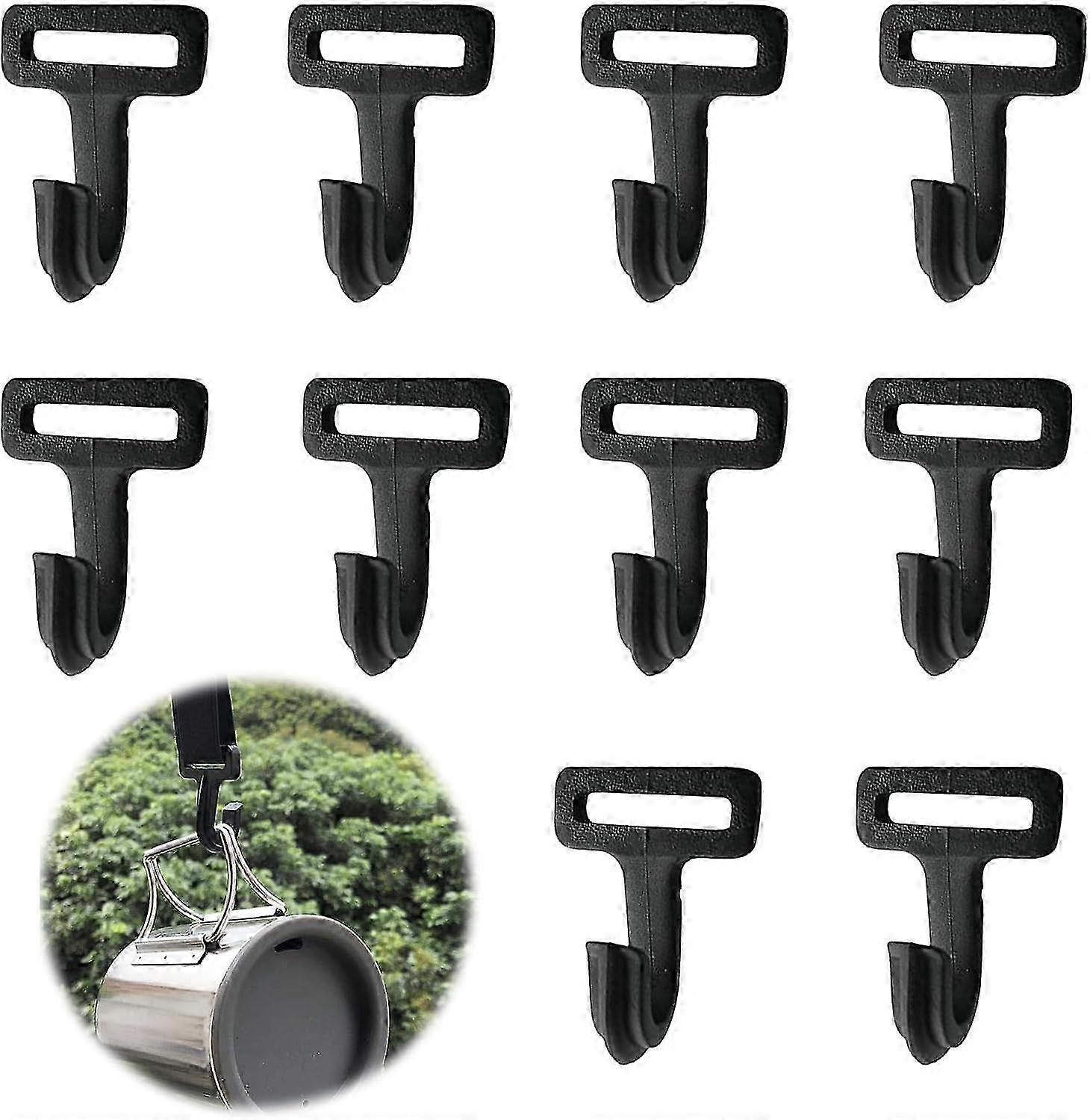 Black Camping Tent with Multiple Hook Poles Buckles and Tarp for Versatile Hanging and Roof Attachment 10 Pack