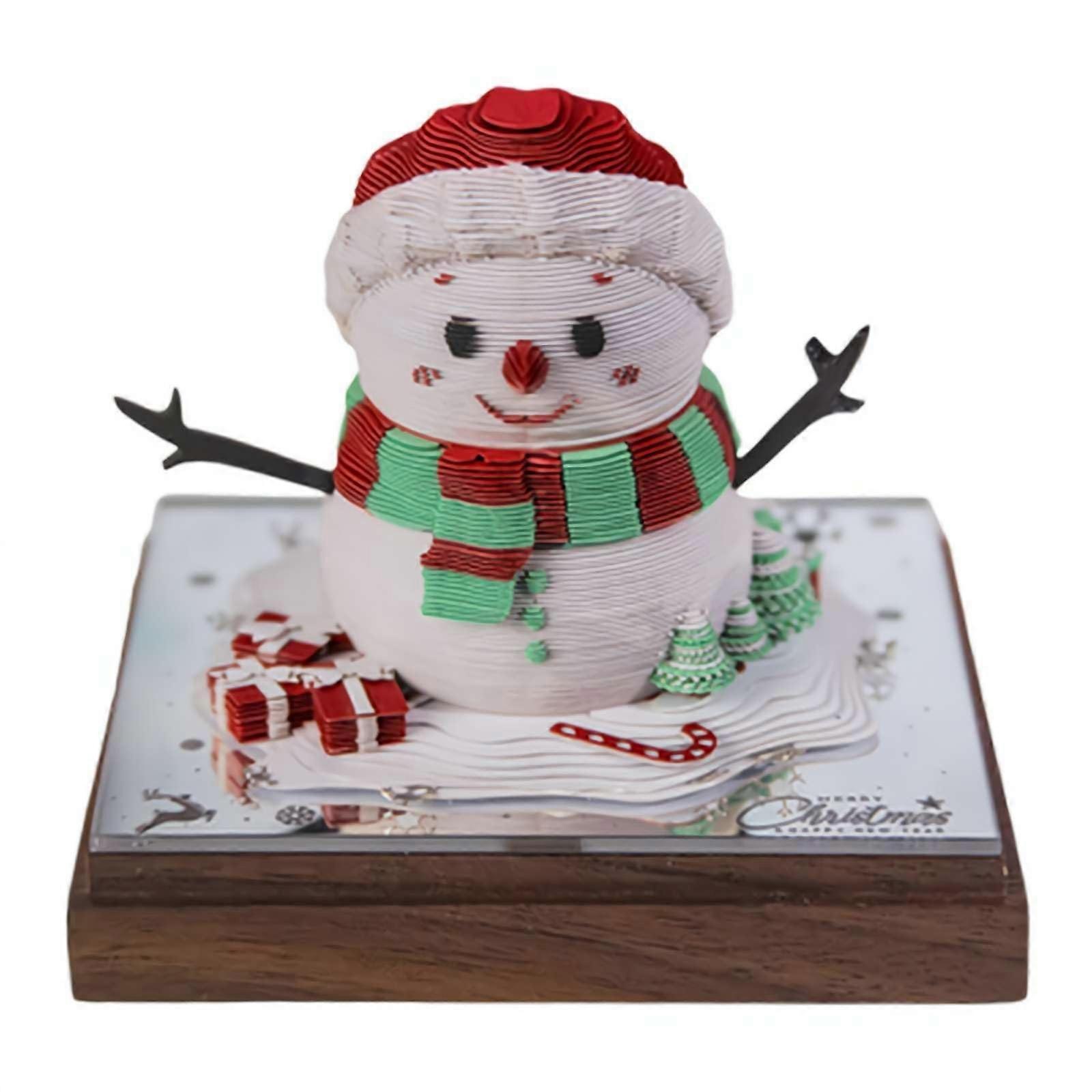 Notepad Calendar 2025 3D Tear Off Paper Sculpture Notepad DIY Non-Sticky Notes Arts Crafts Christmas Snowman 1 Pack