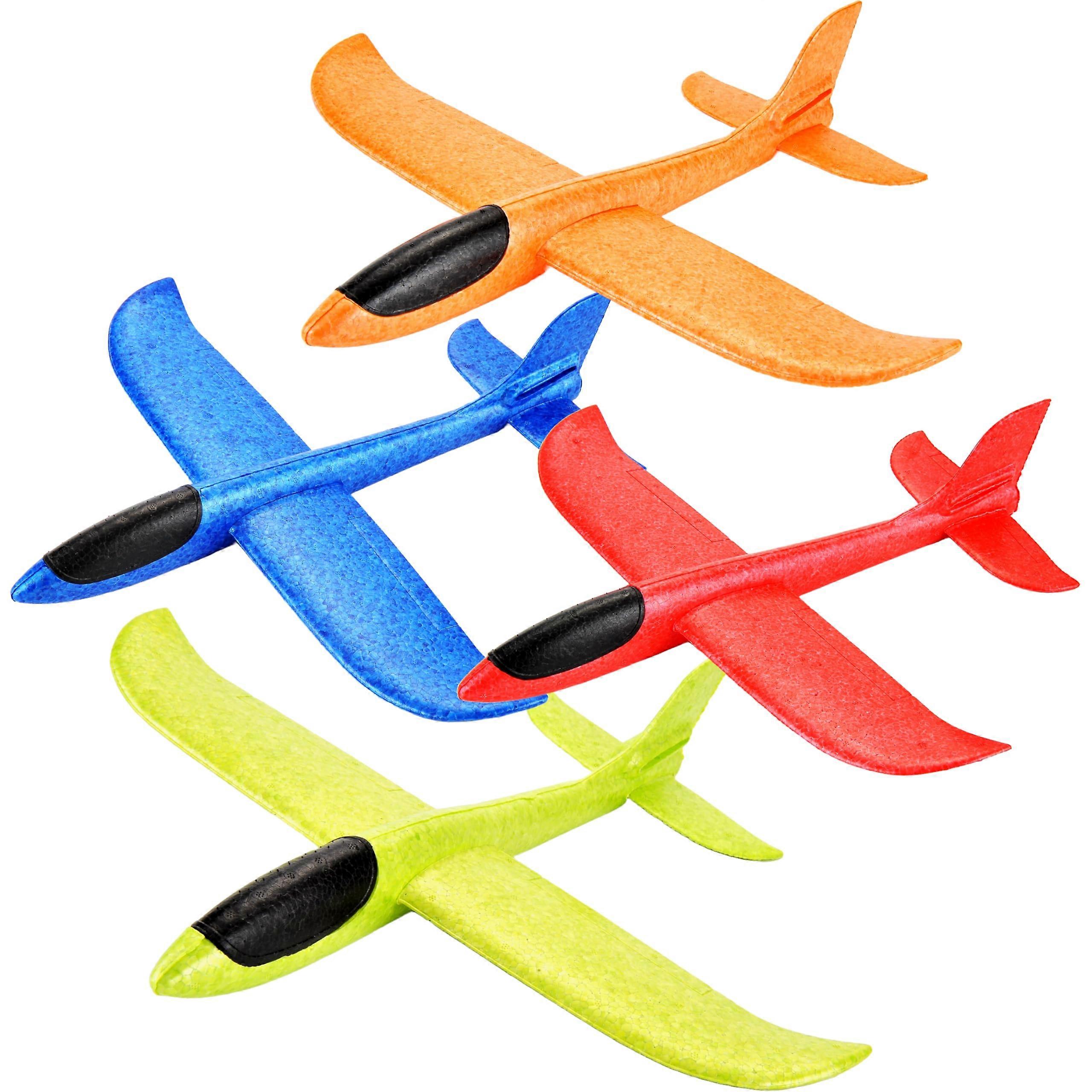 Foam Airplanes 17.5-Inch, 4-Pack, Glider Planes, 2 Flight Modes, Throwing Foam Airplane, Outdoor Toy For Kids 3-12
