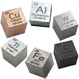 6 Piece Metal Elements Cubes Set - Density Cube Set for A Periodic Table of Elements Collection - (