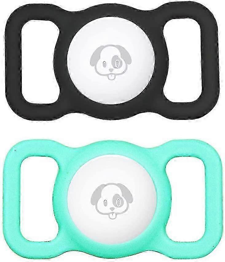 Airtag Hundehalsbandhalter (2er Pack) für Apple Airtag, Haustier GPS Tracker Hülle - Schwarz & Mintgrün